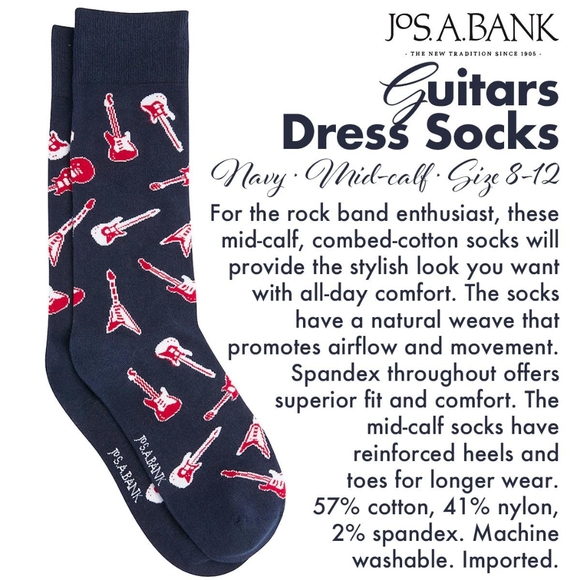 Jos. A. Bank Other - Jos. A. Bank Guitars Mid Calf Dress Socks